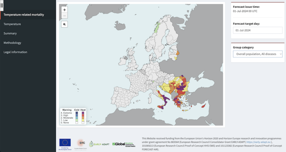 Forecaster.health – Mapa revela quem são as pessoas mais vulneráveis às ondas de calor na Europa